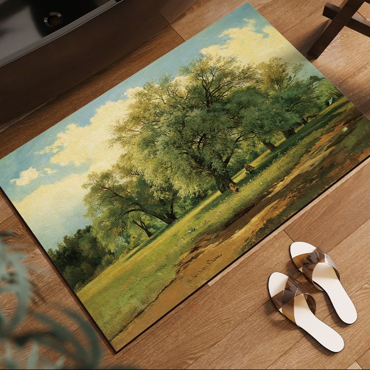 植物花卉柄が美しい中式デザインキッチンマット 防滑防油で洗える吸水性抜群