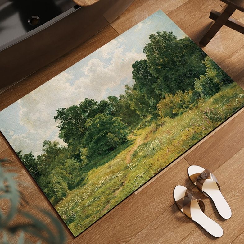 植物花卉柄が美しい中式デザインキッチンマット 防滑防油で洗える吸水性抜群