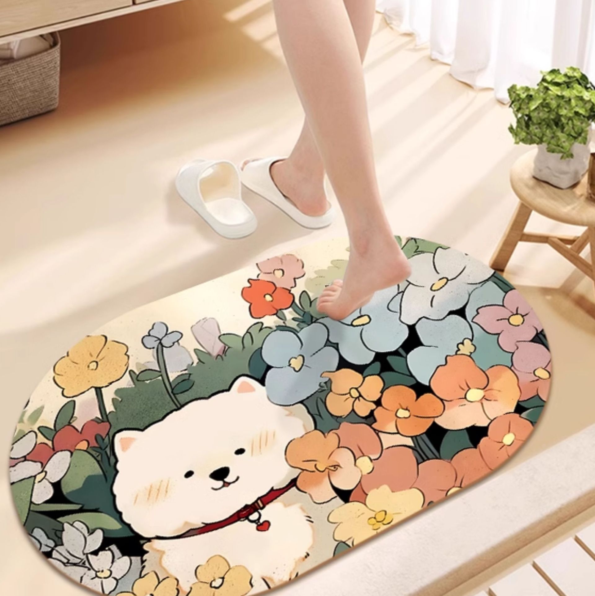 滑り止め付きで安心！吸水速乾の洗える可愛い柄キッチンマット