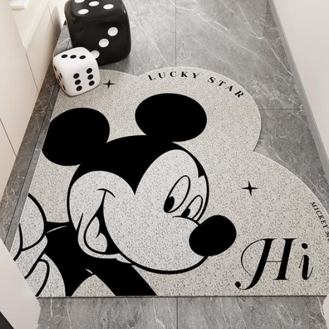 洗えて拭き取れるミッキー柄のおしゃれ防滑キッチンマット
