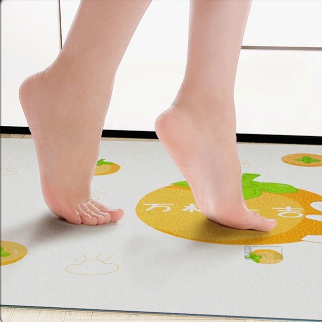 滑り止め付きでずれない！洗える皮革素材の北欧風キッチンマット