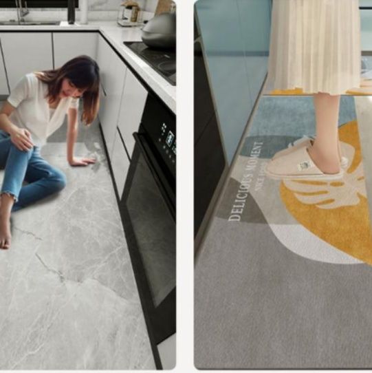 拭くだけ簡単！滑り止め付きで清潔に使える透明キッチンマット