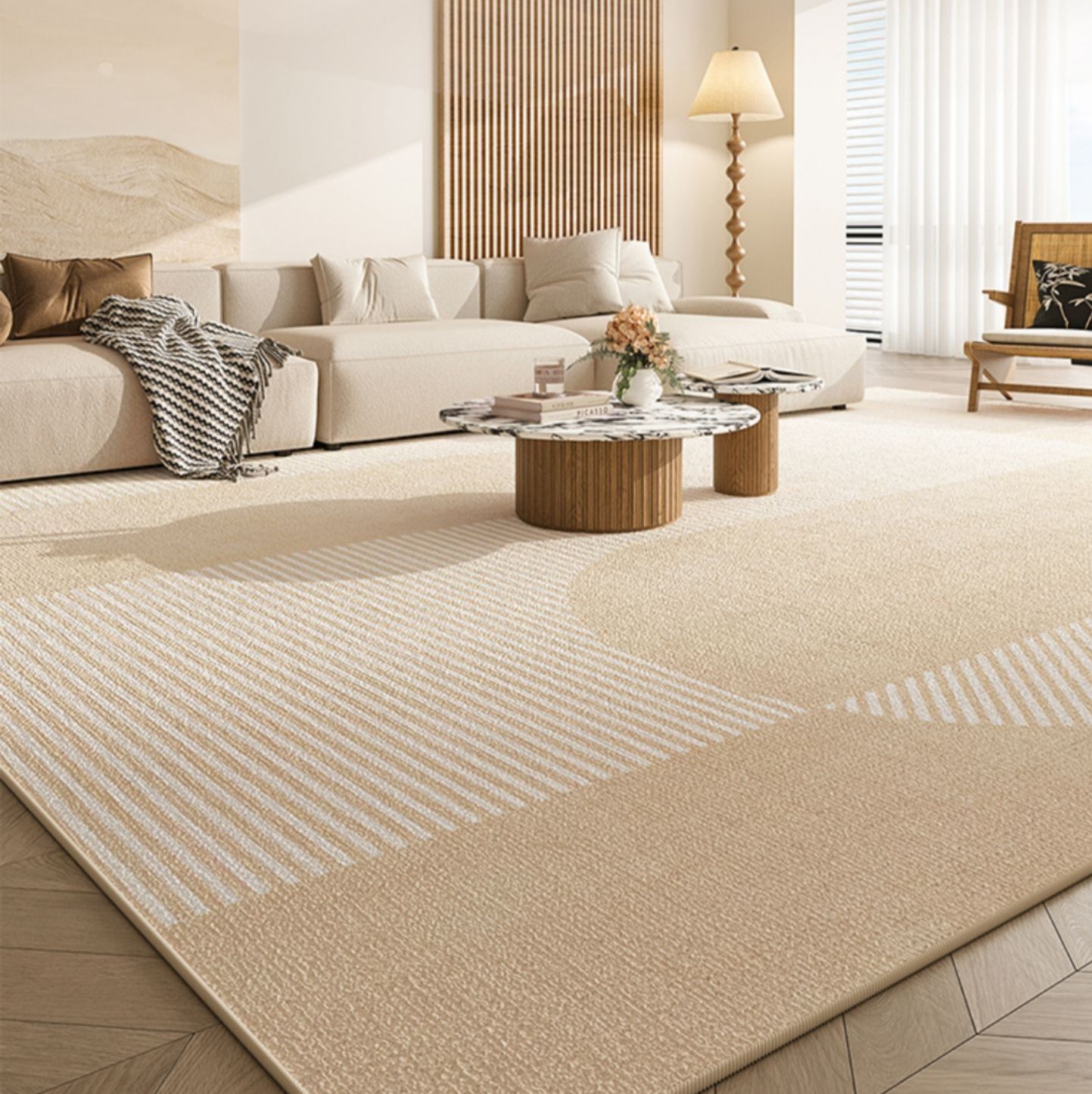 高級感漂うストライプ柄で洗える撥水！軽量おしゃれキッチンマット