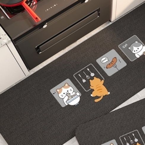 吸水・防油で掃除簡単！滑り止め付きカラフル北欧風キッチンマット