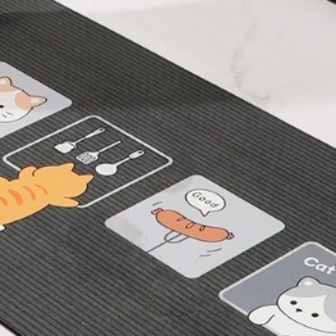 吸水・防油で掃除簡単！滑り止め付きカラフル北欧風キッチンマット