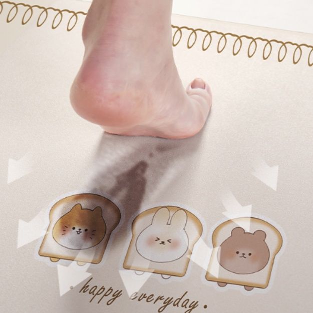 クリーミーな奶油風デザインが魅力！吸水防滑で洗えるキッチンマット