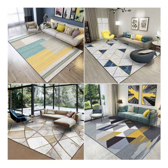 拭けて清潔！幾何柄がおしゃれな北欧風オーダーメイドキッチンマット