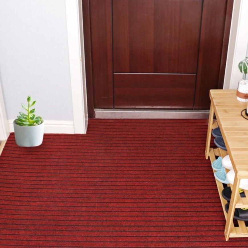 北欧風シンプルストライプで拭ける！滑り止め付き大判キッチンマット