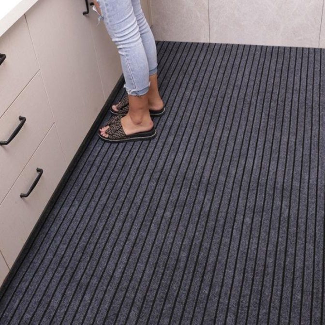 北欧風シンプルストライプで拭ける！滑り止め付き大判キッチンマット