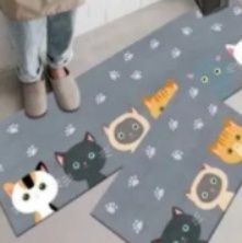 吸水性と撥水性に優れた可愛い動物柄の滑りにくいキッチンマット