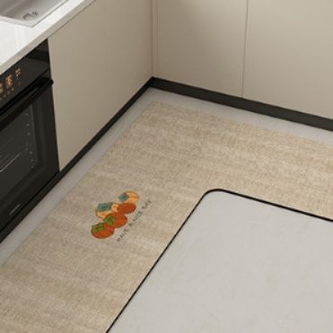 吸水＆撥水で拭ける！滑り止め付おしゃれな植物柄キッチンマット