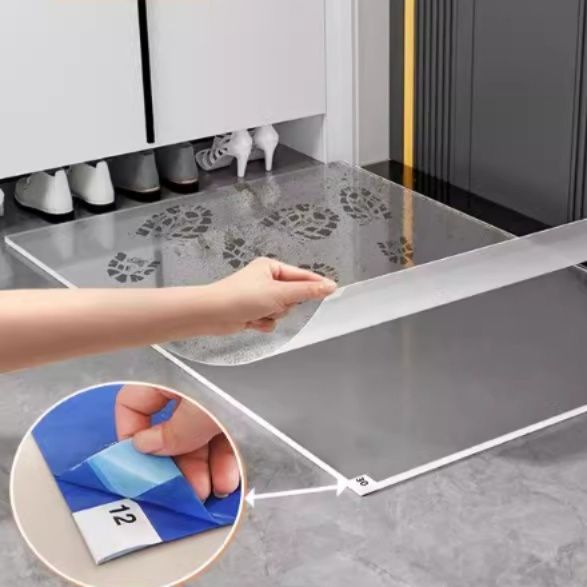 拭き取れて清潔！透明で滑り止め付きのサイズオーダー可能キッチンマット