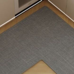 シンプルで高級感あるL字型キッチンマット｜吸水・撥水で滑りにくく洗える