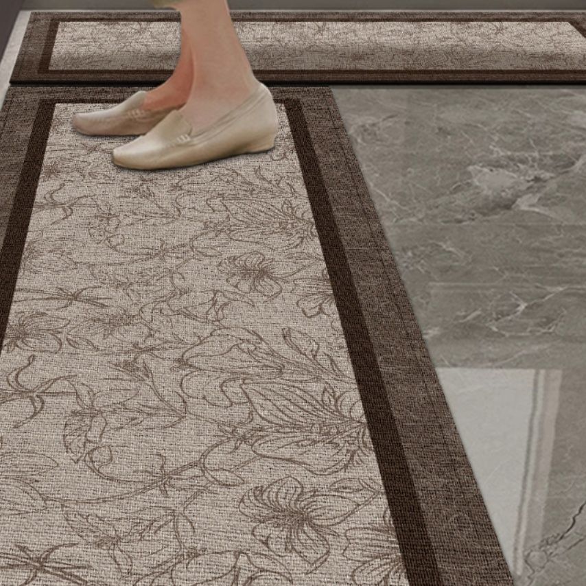 撥水と滑り止めで使いやすい北欧風花柄おしゃれキッチンマット