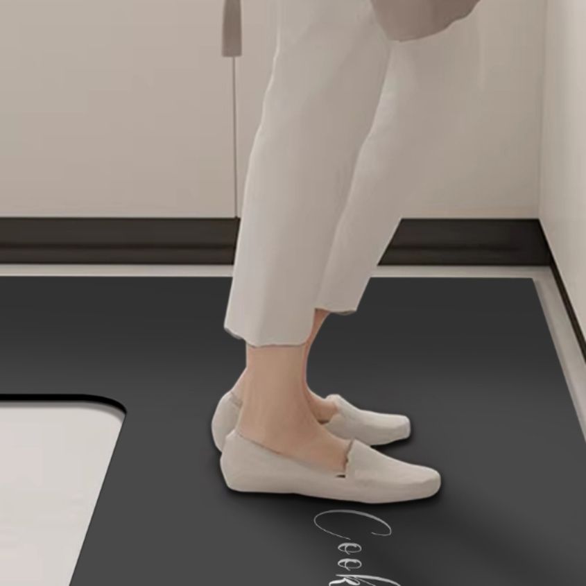 吸水性抜群で拭き取り簡単！抗汚れ＆滑り止め付き北欧風キッチンマット