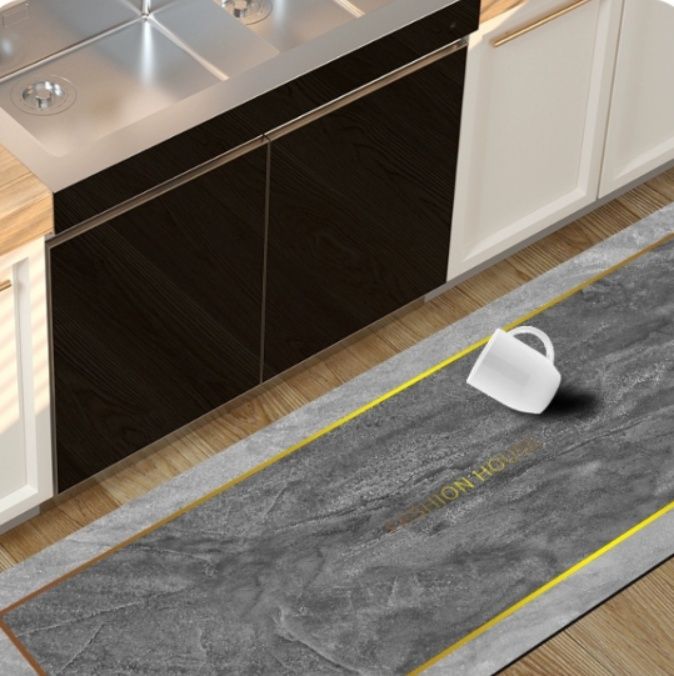 汚れに強く拭けて安心！滑り止め付き北欧風モダンキッチンマット