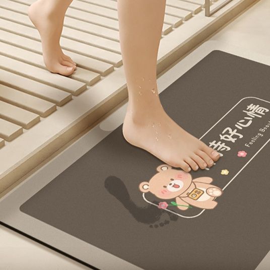 吸水速乾で洗える安心設計！滑り止め付き北欧風おしゃれキッチンマット