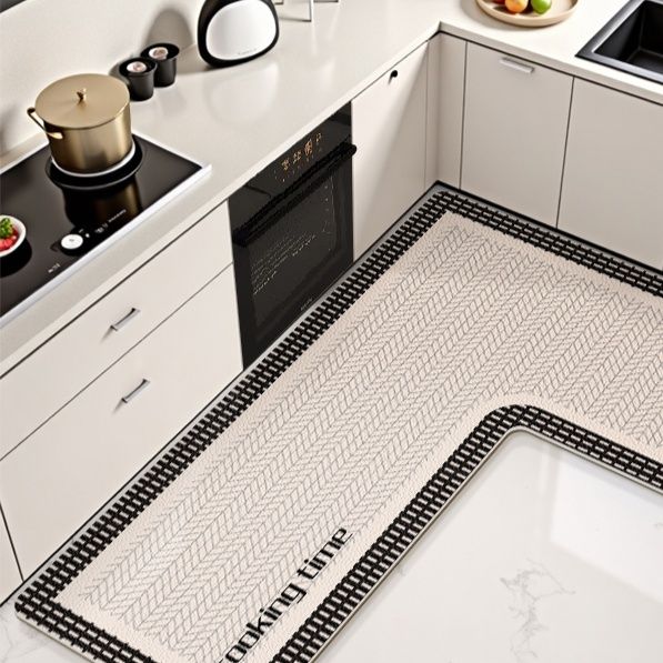 防水撥水＆滑り止め付きで拭くだけ簡単！おしゃれなL字型キッチンマット