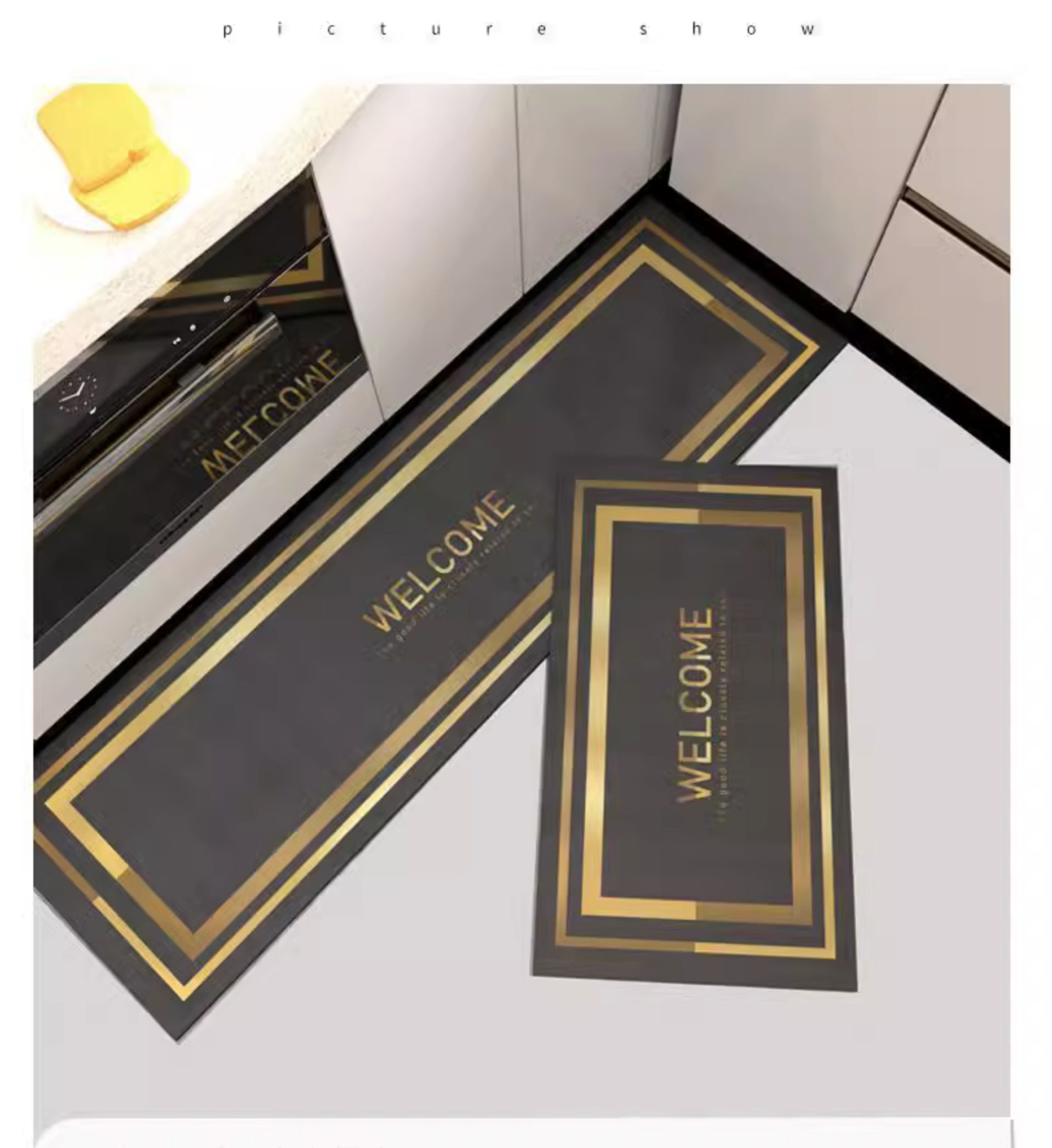 拭けて洗濯も可能！北欧風ジオメトリック柄おしゃれキッチンマット