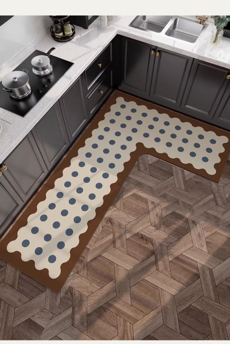 拭ける珪藻土キッチンマット！L字型対応で滑り止め付きの高級感デザイン