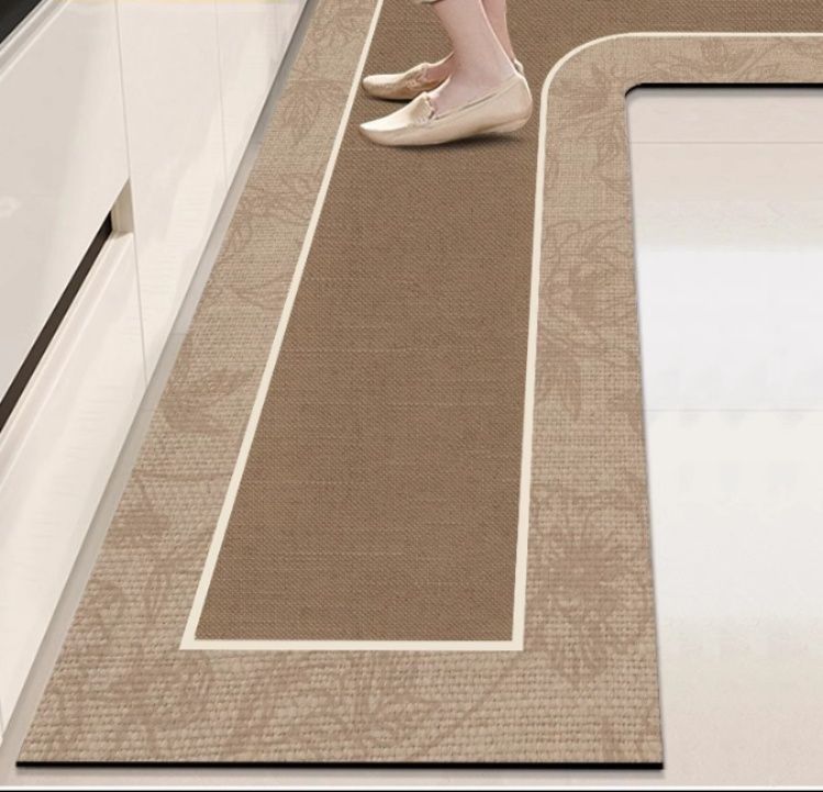 L字型で汚れを拭き取れる！防油防水の幾何学模様キッチンマット