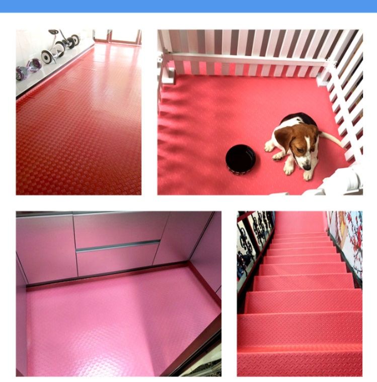 幾何学模様がおしゃれ！厚手PVC製で拭ける防水キッチンマット