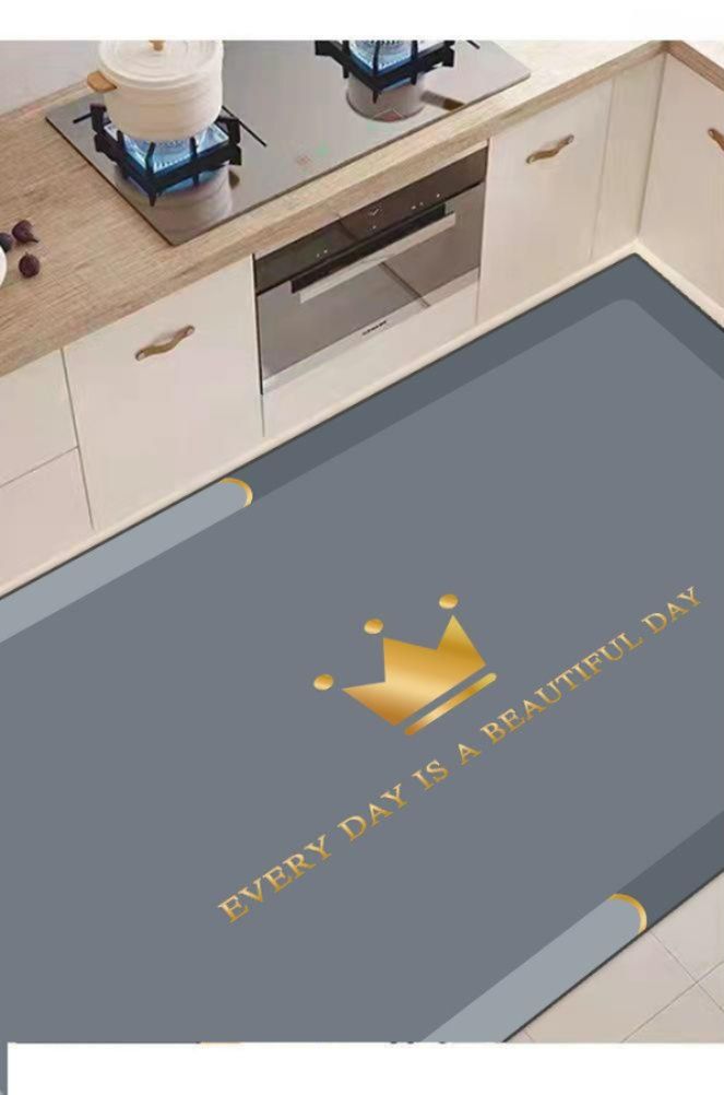 拭くだけ簡単ケアで風水も◎北欧デザイン滑り止め付きキッチンマット