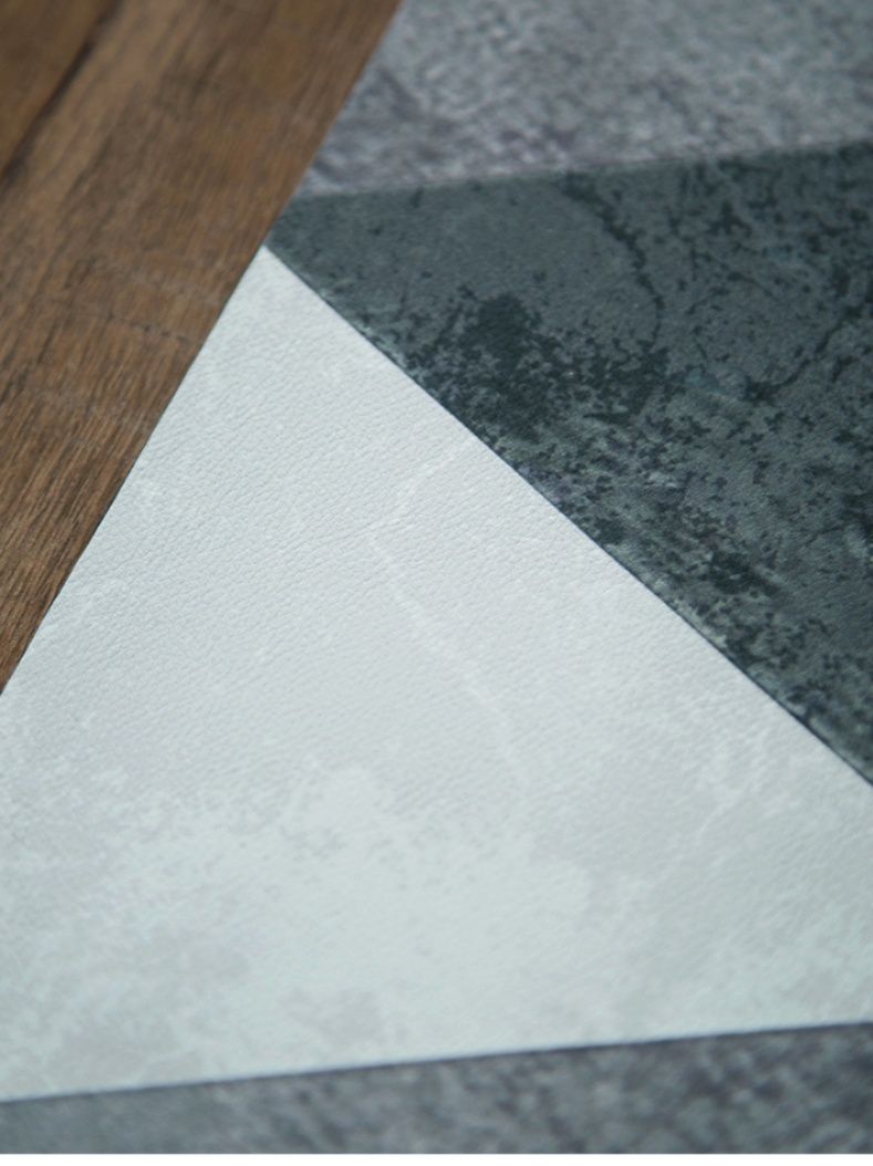 PVC素材で拭けて洗える！厚手の几何学模様キッチンマット滑り止め付き