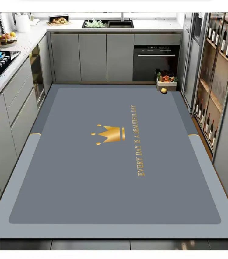 汚れに強く吸水抜群！洗える滑り止め付きの北欧風キッチンマット