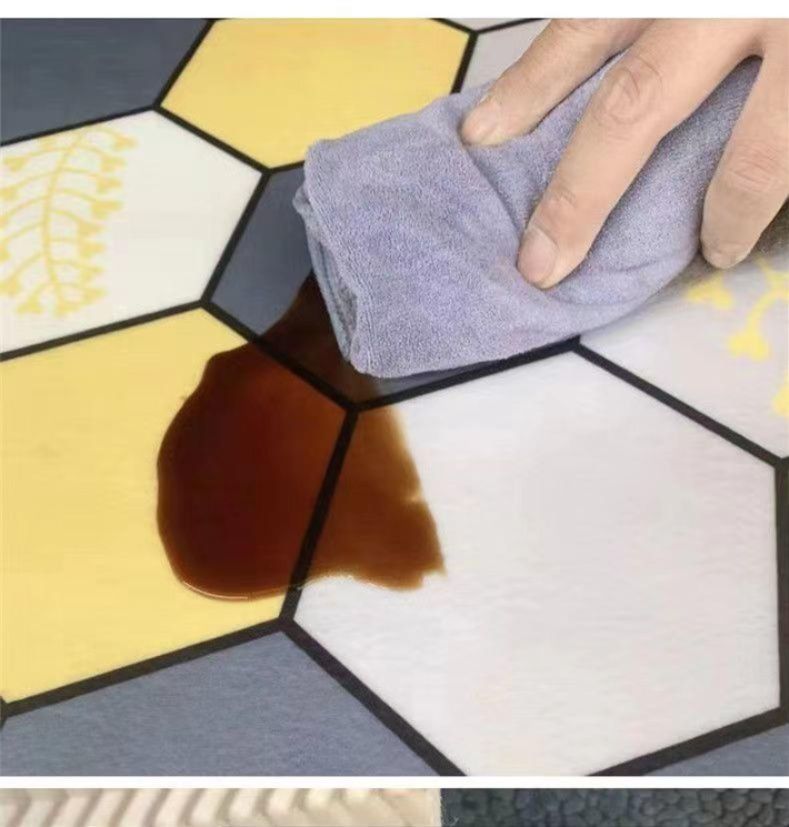 大理石模様が美しい！拭けるPVC製キッチンマット防水で汚れに強い