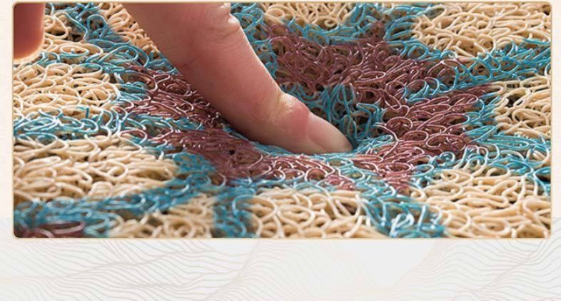 滑り止め付きでずれない！幾何学模様が美しい撥水キッチンマット