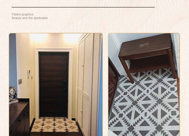 滑り止め付きでずれない！幾何学模様が美しい撥水キッチンマット