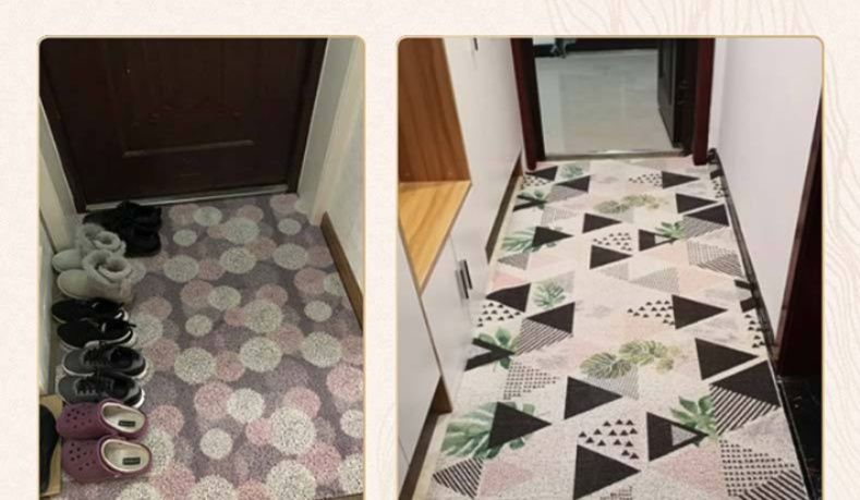 滑り止め付きでずれない！幾何学模様が美しい撥水キッチンマット