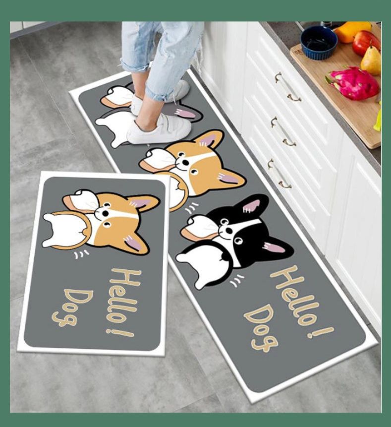 洗えて拭ける！滑り止め付きでずれない北欧風キッチンマット