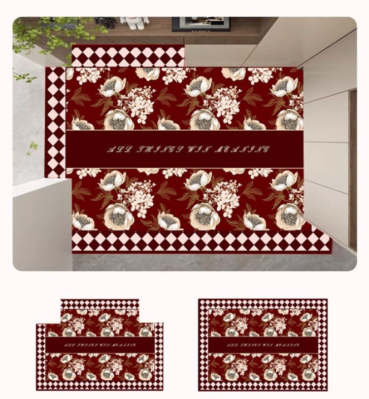 拭けて洗える吸水キッチンマット！滑り止め付きでずれない北欧風デザイン