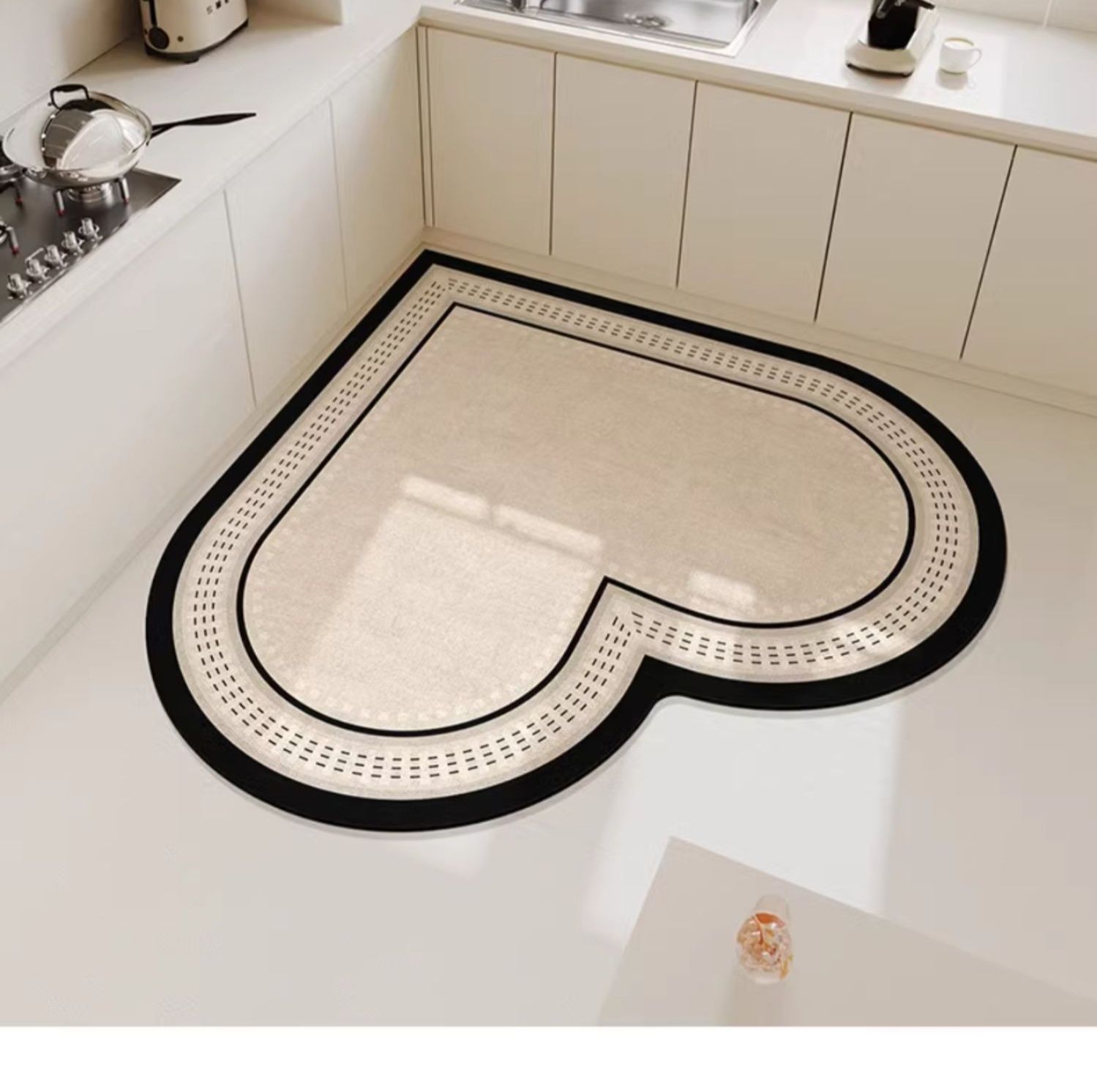 北欧風デザインの滑り止め付き吸水キッチンマットで快適なお掃除を