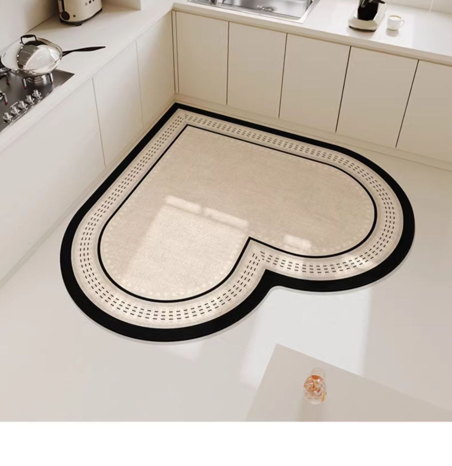 拭くだけ簡単お手入れで清潔 キュートな滑り止め付きキッチンマット