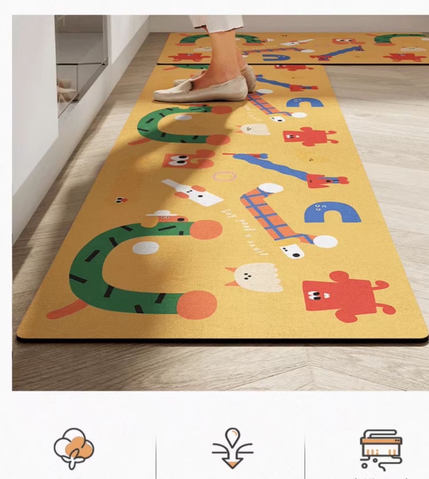 2025新作｜吸水拭ける撥水加工で汚れにくい北欧風キッチンマット