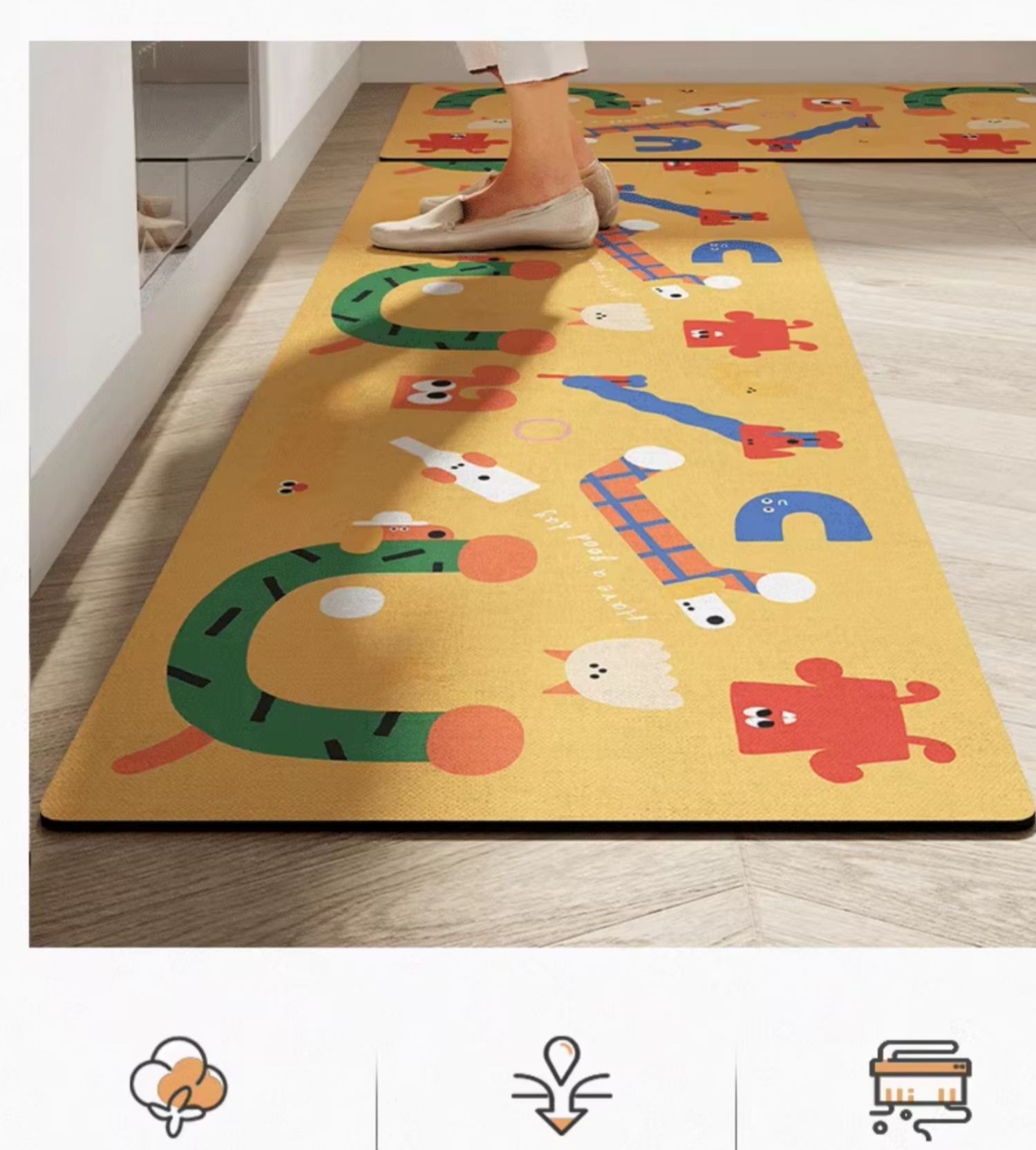 拭ける素材で清潔キープ！L字型も選べる北欧風キッチンマット