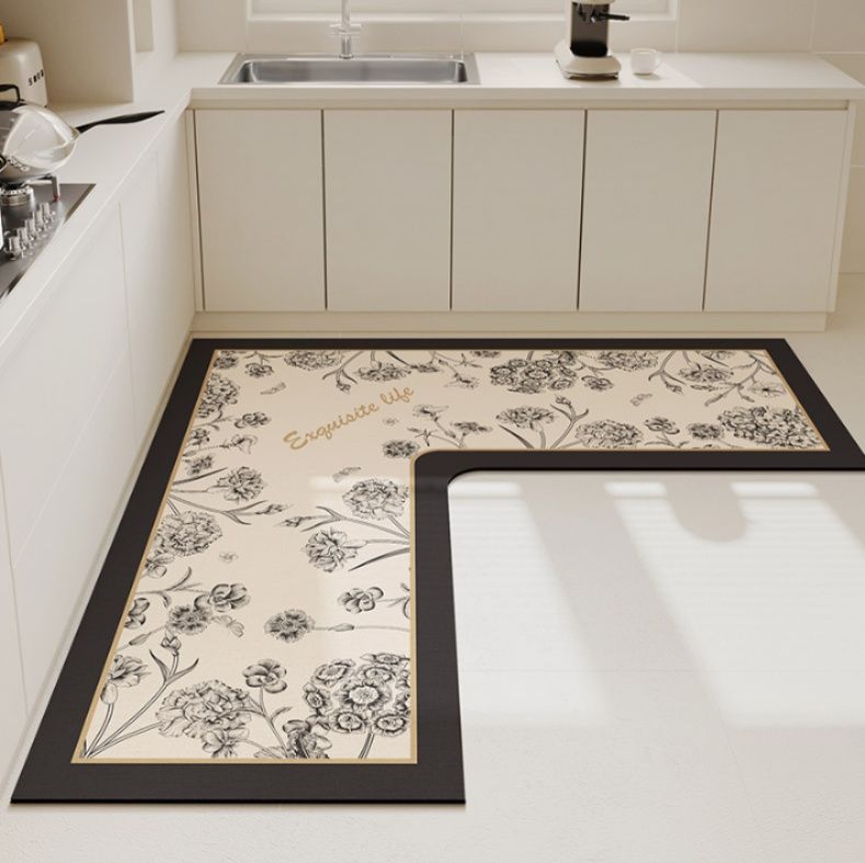 L字型キッチンマット 硅藻土素材で吸水抜群！拭ける洗える北欧デザイン