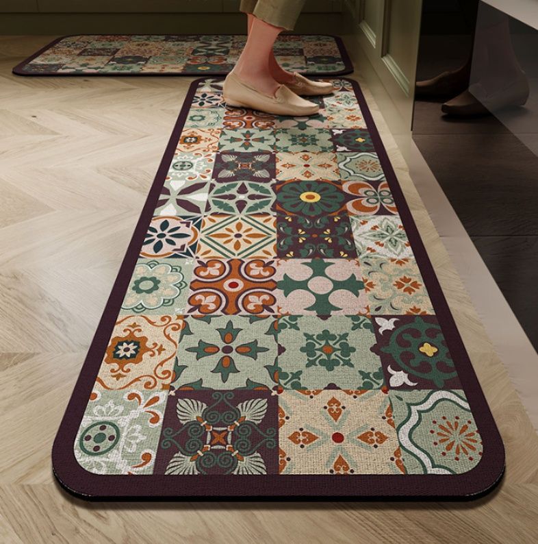 拭ける珪藻土キッチンマット！L字型対応で滑り止め付きの抗菌防臭マット