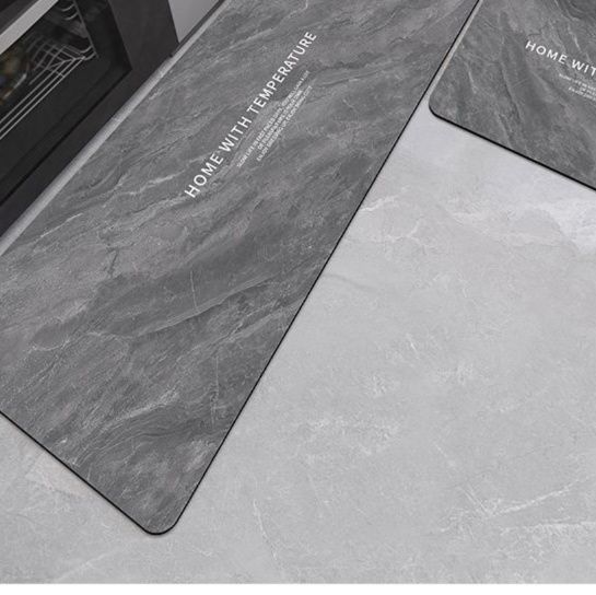 汚れに強く吸水抜群！滑り止め付きおしゃれ大理石柄キッチンマット