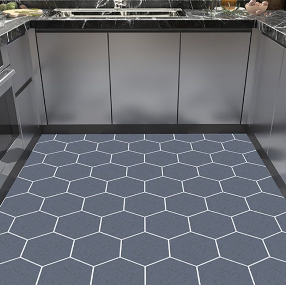 防滑で安全！汚れに強い北欧風PVCキッチンマット 洗えて手入れ簡単