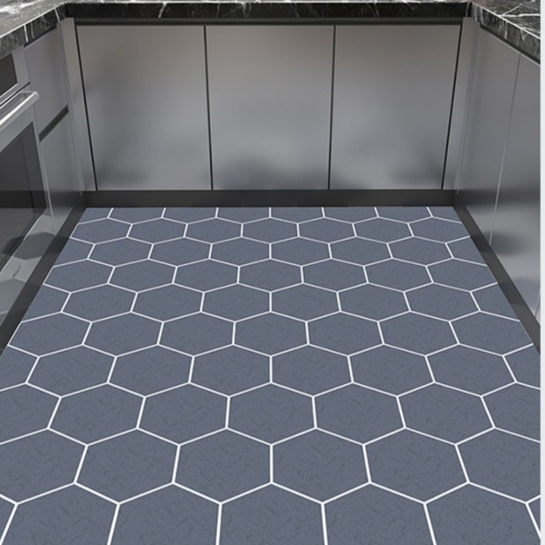 汚れに強く拭くだけで簡単！北欧格子柄の滑り止めキッチンマット