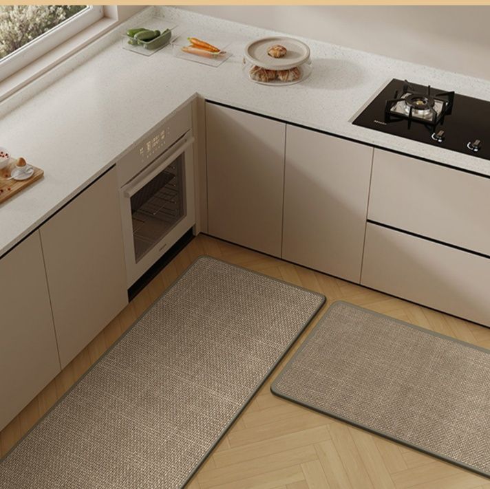 拭けて洗える！滑り止め付きリネンキッチンマット45×180cm対応