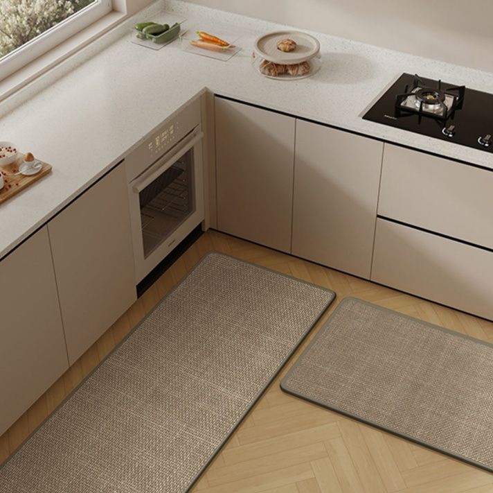 天然リネン素材の拭ける防油キッチンマット！45×180cm対応で滑り止め付き