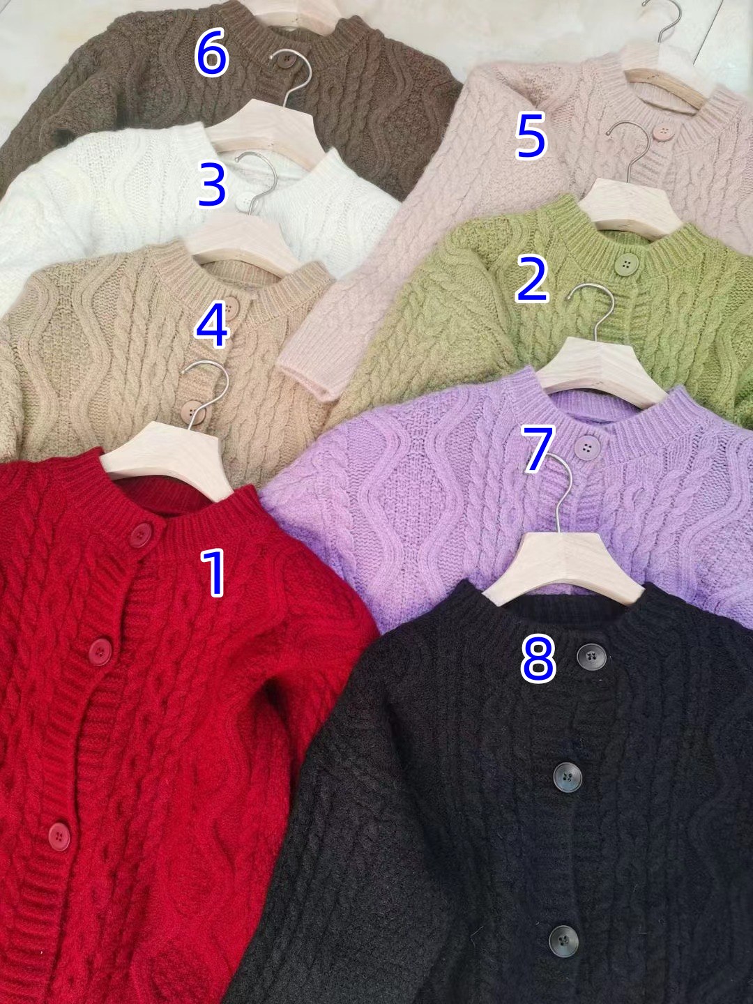 ケーブル編みニットカーディガン韓国風レディース8色