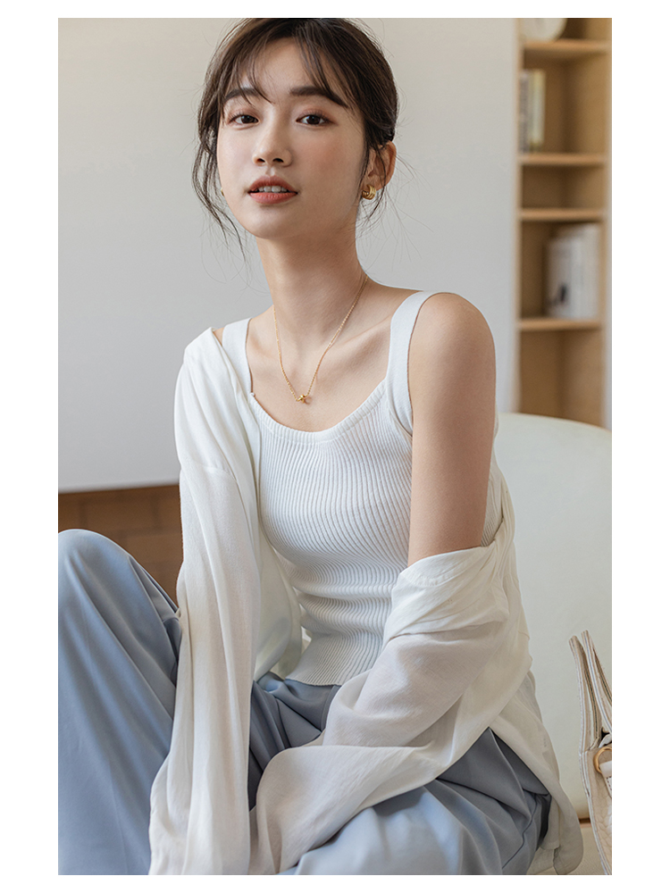 ニット シンプル細リブキャミソール
