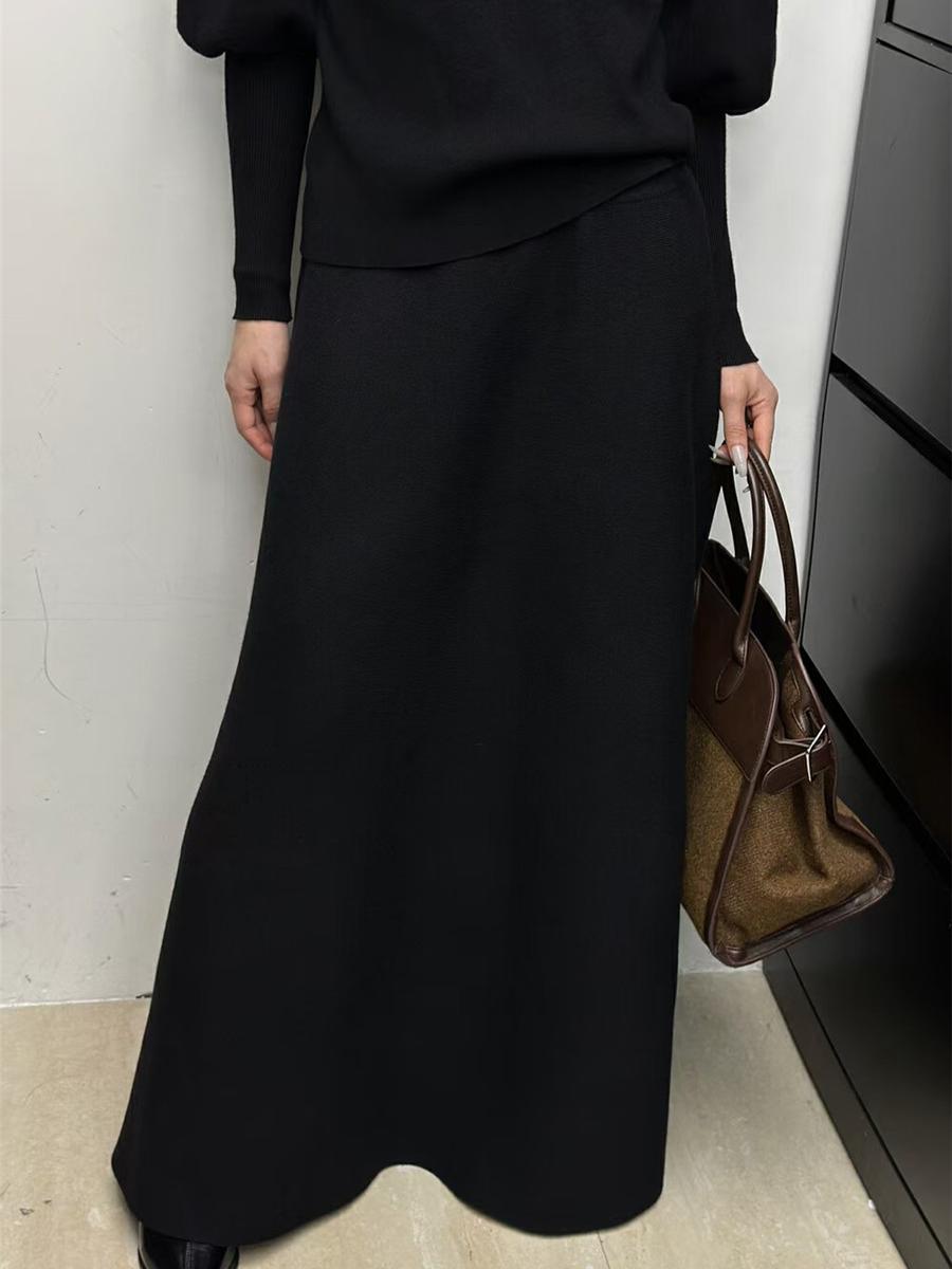 ニット シンプル上質ロングニットスカート