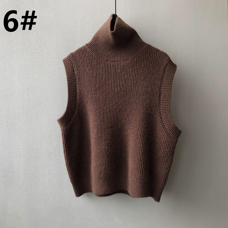 秋冬新作タートルネックニットベスト袖なし体型カバー